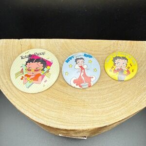 Three Vintage Betty Boop Pinback Buttons Vintage Betty Boop Pins